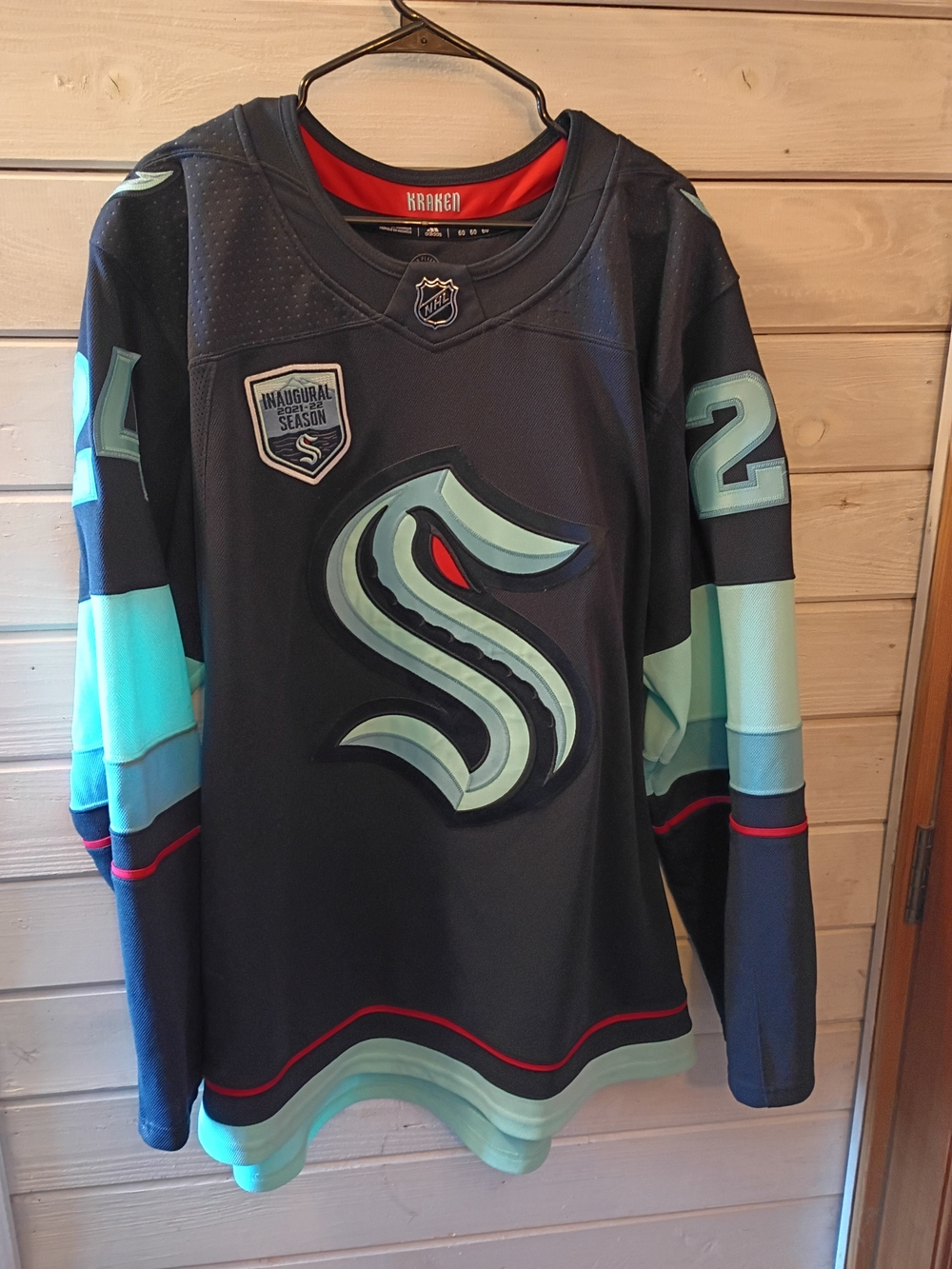 Men's Adidas Oleksiak Seattle Kraken Navy and Teal Hockey Jersey